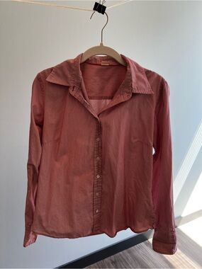 Woman’s Red Stripe Button-Up Shirt